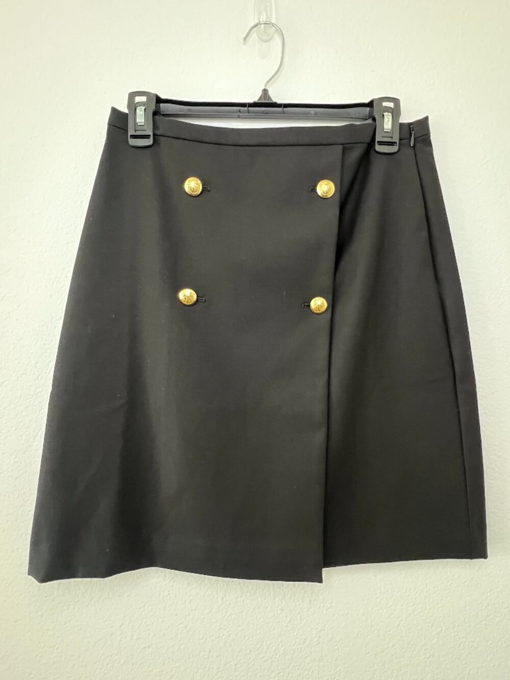 NWT Talbots Black Skirt Womens Size 2 Pull On Zip Four Front Buttons Workwear